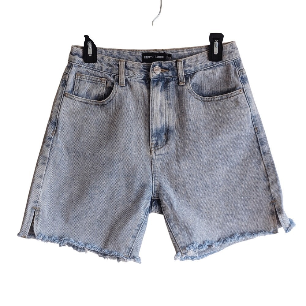 PLT 70s Style Tom Boy Acid Wash Bermuda High Rise Denim Shorts